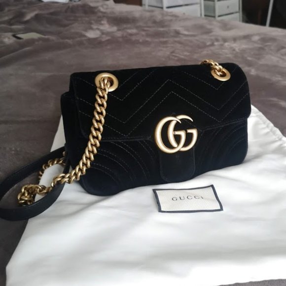 GUCCI Black Velvet Mini Marmont 2.0 Bag - Picture 12 of 15